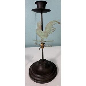 Rustic Metal Rooster Weathervane Candle Holder Farmhouse Cottage